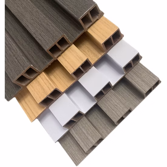 Largura de 195 mm Luminária interna de luxo Placa de grade Painel de parede Canelado Madeira Plástico Composto Teto WPC